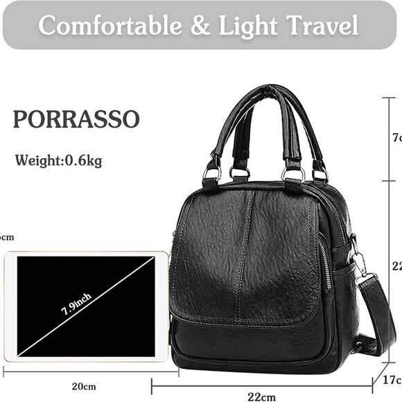 Women Crossbody Backpack PU Leather Waterproof Small Handbag Travel Shopping main image 6